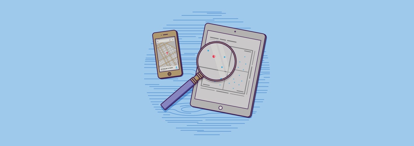 magnifying glass over iPad